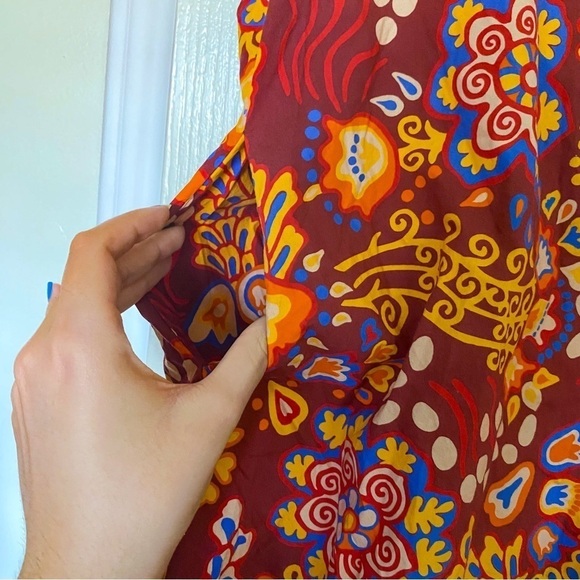 La DoubleJ Dress Bowling Floral Orange Relaxed Maxi Shirtdress Taranta XS GUC - Picture 4 of 12